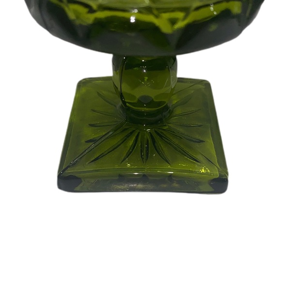 Vintage Indiana Colony Park Lane Avocado Green Pedestal Dessert Dishes - Picture 5 of 5